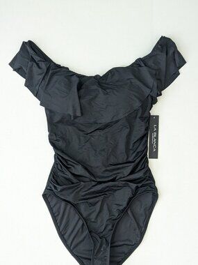 La Blanca Island Goddess Off The Shoulder One Piece Swimsuit Black Womens 14